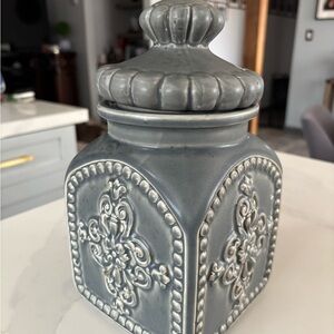 Gray Ceramic Decorative Jar Canister